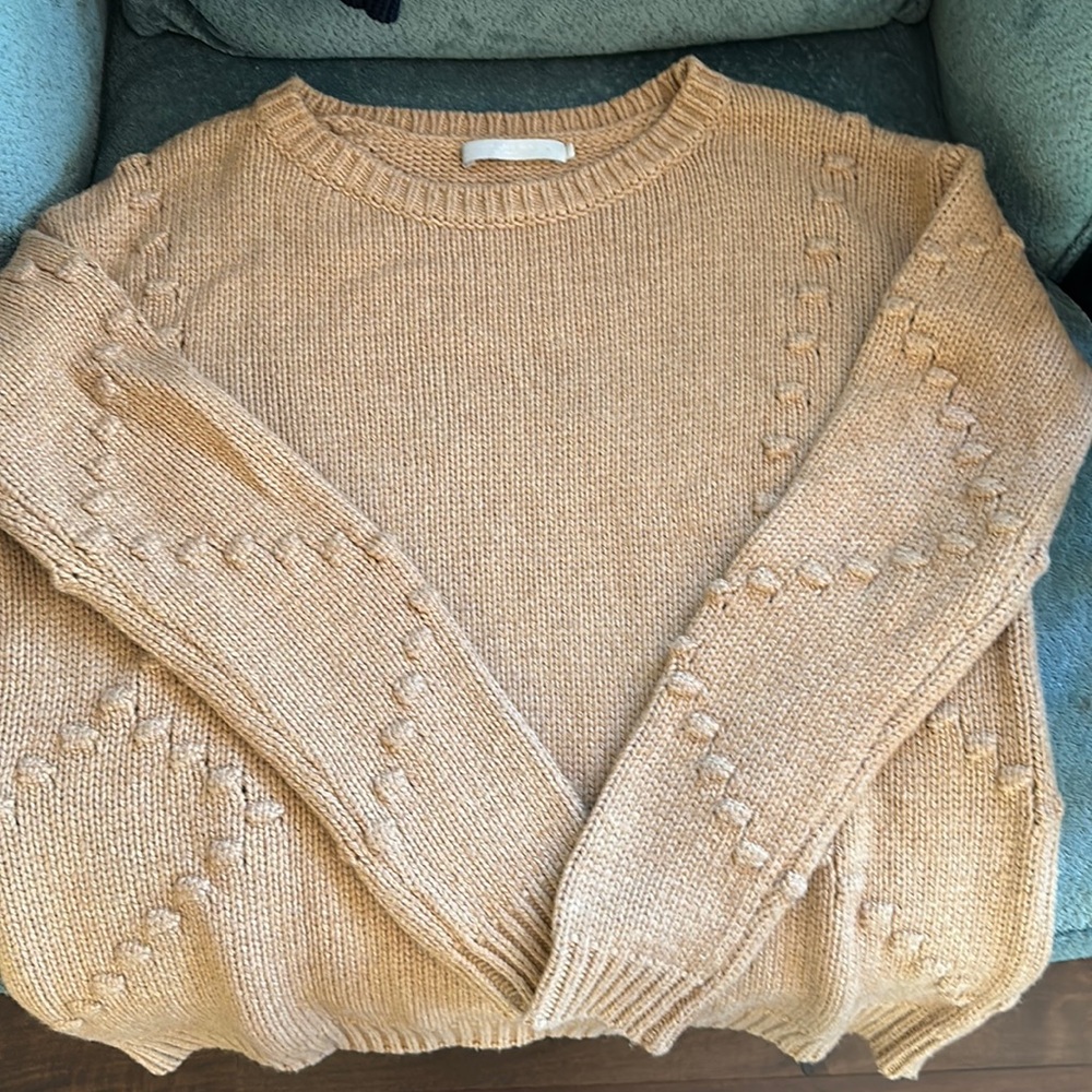 One grey day- tan sweater